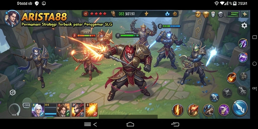 Tampilan utama gameplay ARISTA88 dengan pertarungan strategi yang intens.