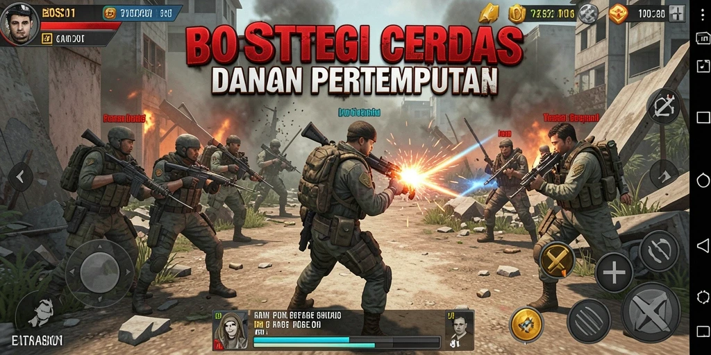 Tampilan permainan BOS01 dengan pertempuran strategis yang mendalam.