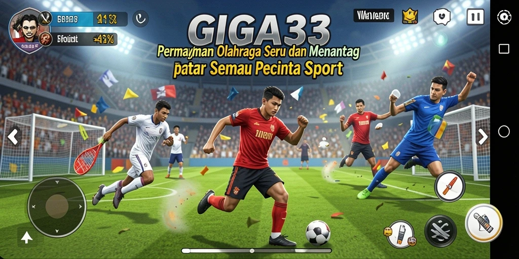 Screenshot GIGA33 menunjukkan pemain beraksi dalam permainan olahraga yang seru.