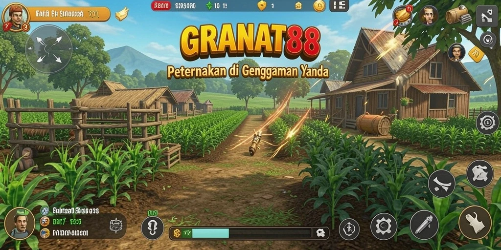 Tampilan gameplay menarik dari GRANAT88 dengan aktivitas bertani yang seru.