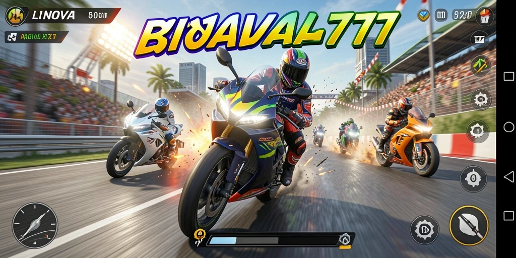 Gameplay LNOVA777 yang penuh aksi dalam balapan motor.