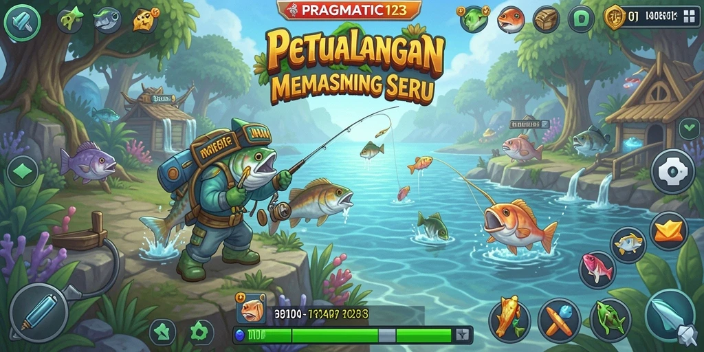 Screenshot gameplay menunjukkan aksi memancing yang mendebarkan.