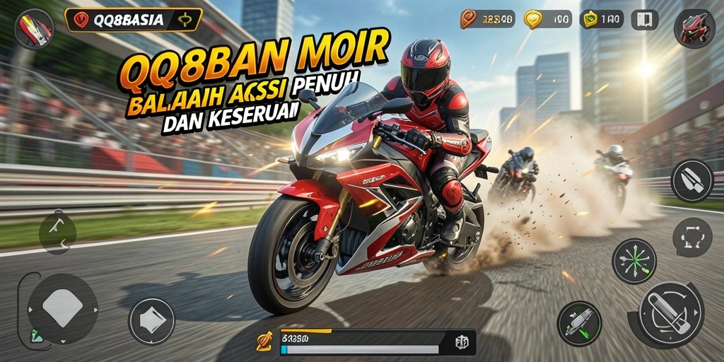 Tampilan gameplay balapan motor yang mendebarkan di QQ88ASIA.