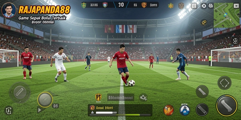 Gameplay RAJAPANDA88 yang seru dan menegangkan dalam pertandingan sepak bola.
