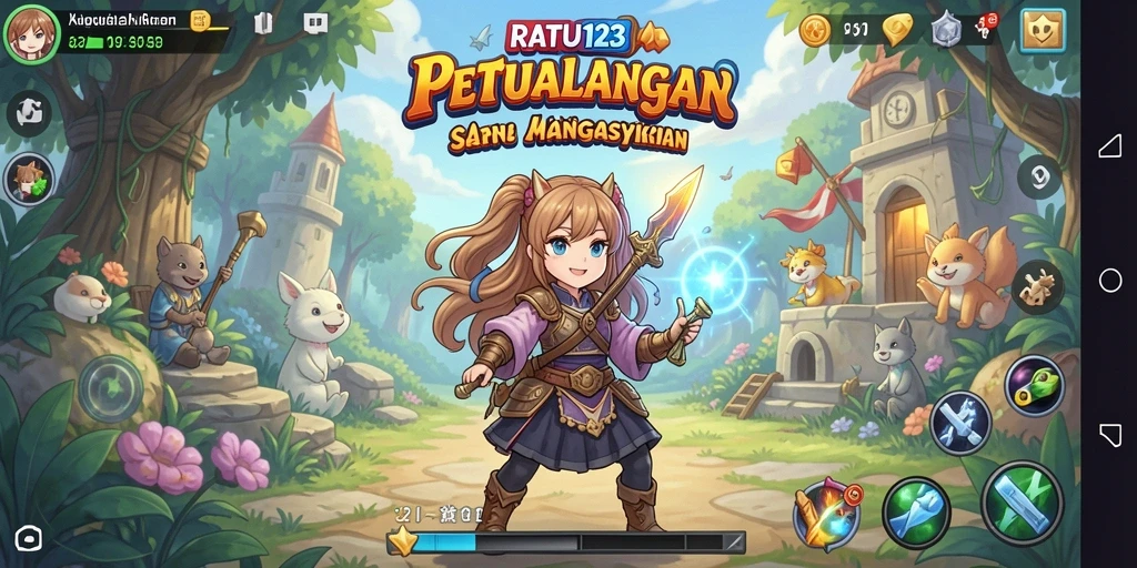 Tampilan gameplay seru dari RATU123 dengan karakter anime yang menarik.